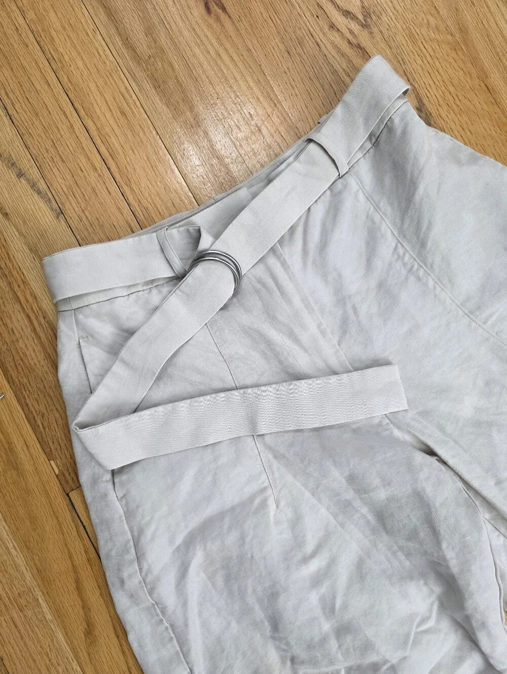 Banana Republic High Rise Linen Tencel Cropped Taper Belted Barrel Pants 2P